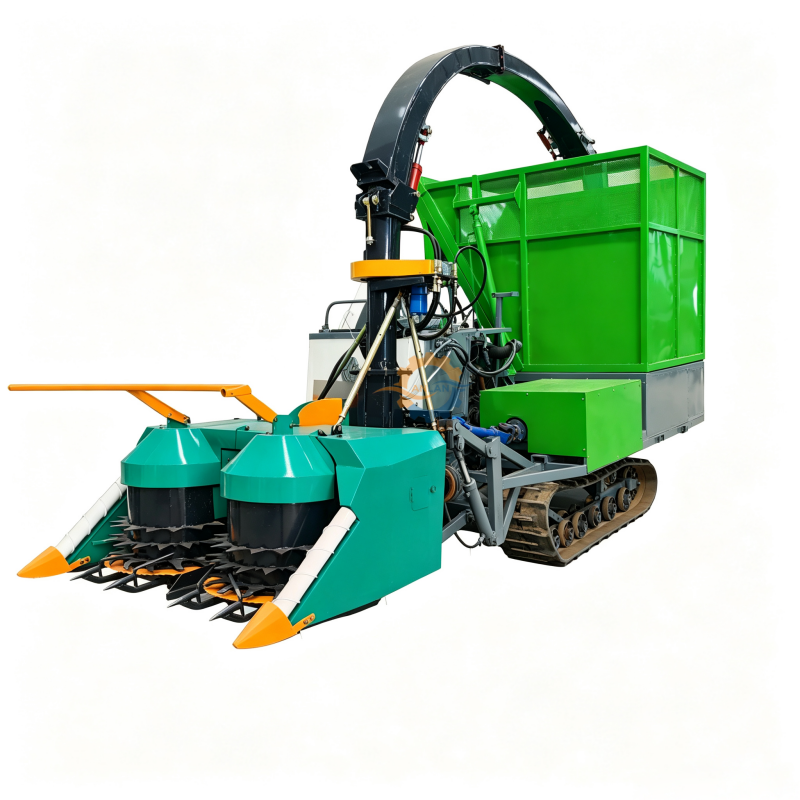 Crawler-type silage harvester for muddy fields and sloped terrain
